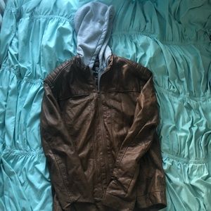 Leather Jacket w/ hood